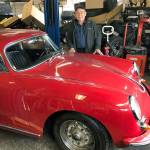 Marty Robinett with a customers 62 Porsche he is repairing. Robinett has many years of experience working on cars of all kinds. Photos by Harry Anderson