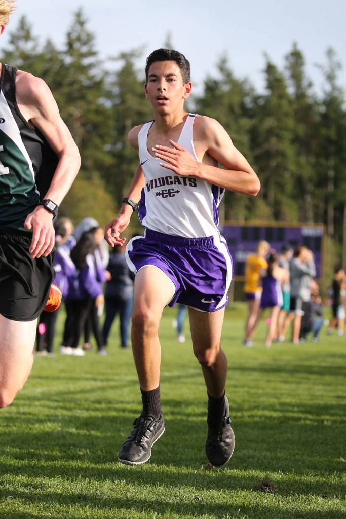 Jacob Pearson, third Wildcat boy to finish.(Photo by John Fisken)