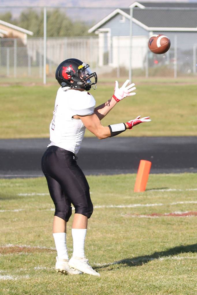 Sean Toomey-Stout hauls in a touchdown pass.(Photo by John Fisken)