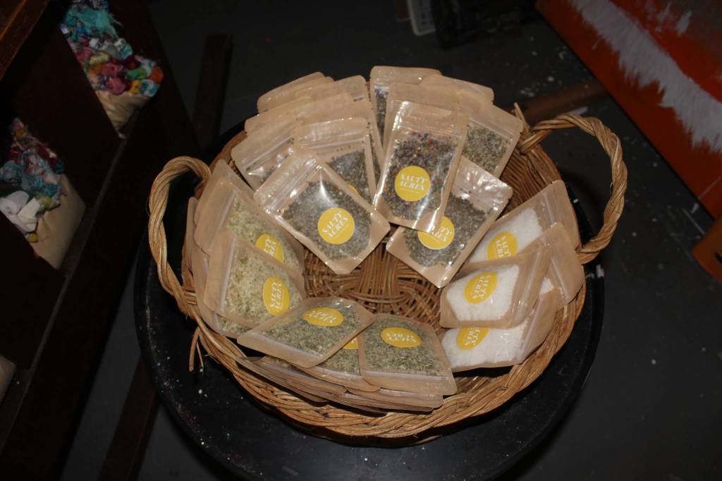Packets of hand-harvested sea salt are for sale at Salty Acres Farm on Whidbey Island. Photo by Wendy Leigh / South Whidbey Record