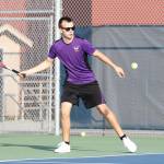 Samuel Peek gets ready to smack a forehand Monday.(Photo by John Fisken)