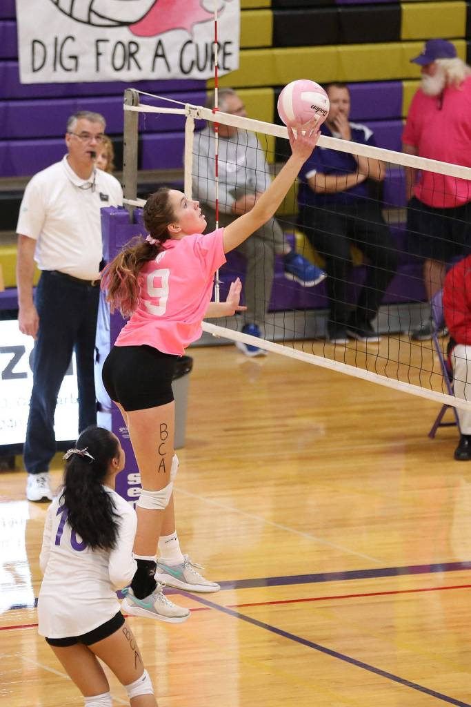 Leielle Salinger tips for a point for the Wildcats.(Photo by John Fisken)