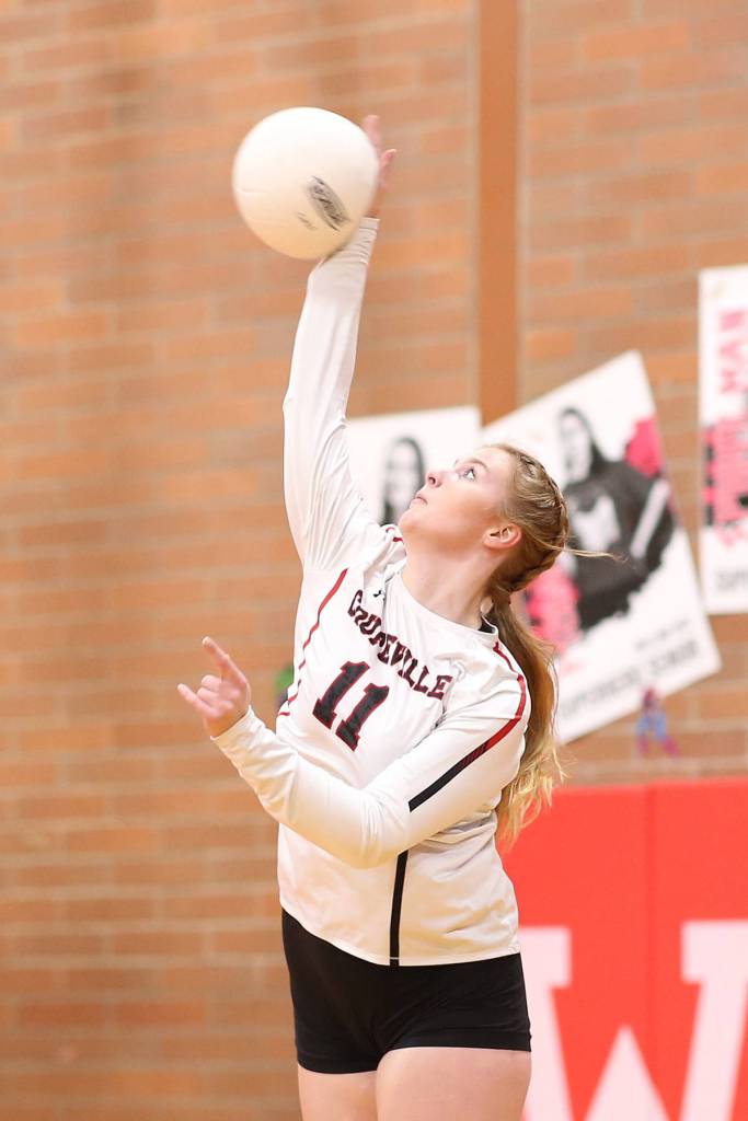 Hannah Davidson serves for the Wolves.(Photo by John Fisken)