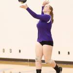 Emily Lamb prepares to serve for Oak Harbor.(Photo by John Fisken)