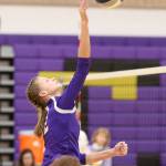 Bailey Roggen attacks at the net.(Photo by John Fisken)