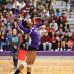 Jaslin Webster launches a serve.(Photo by John Fisken)