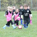 While the Coupeville High School soccer team was competing on the adjacent field, future Wolves were enjoying their own match. (Photo by Jim Waller/Whidbey News-Times)