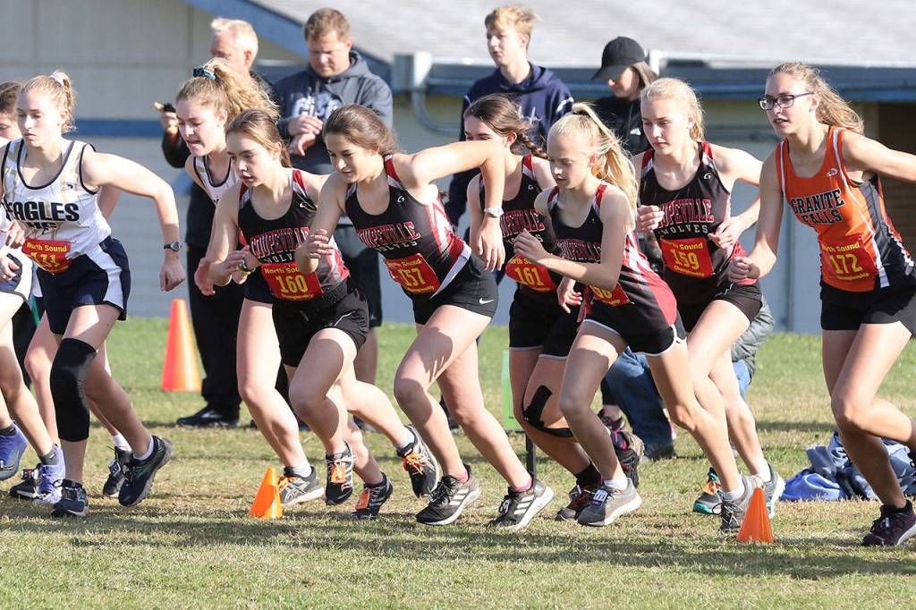 Coupeville girls start.(Photo by John Fisken)