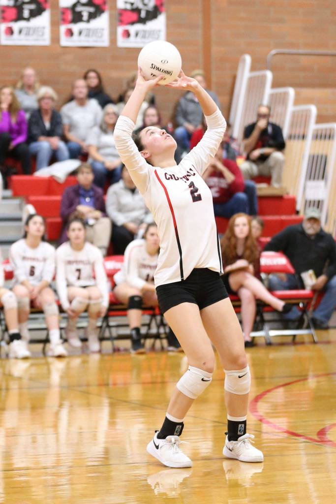 Scout Smith sets up the Wolves offense; she tallied 79 assists in two matches.(Photo by John Fisken)
