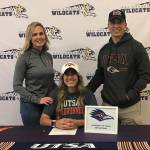 Mikhaela Cortez, flanked by her parents Niah and Lee, signed a letter of intent to play soccer for UTSA. (provided photo)