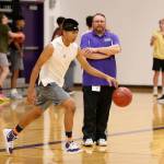 New coach Nate Sullivan watches drills at an Oak Harbor practice earlier this week. (Photo by John Fisken)