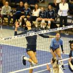 Kayleigh Harper goes for a kill in a match earlier this month.(Photo by John Fisken)