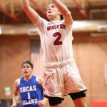 Koa Davison scores for Coupeville.(Photo by John Fisken)