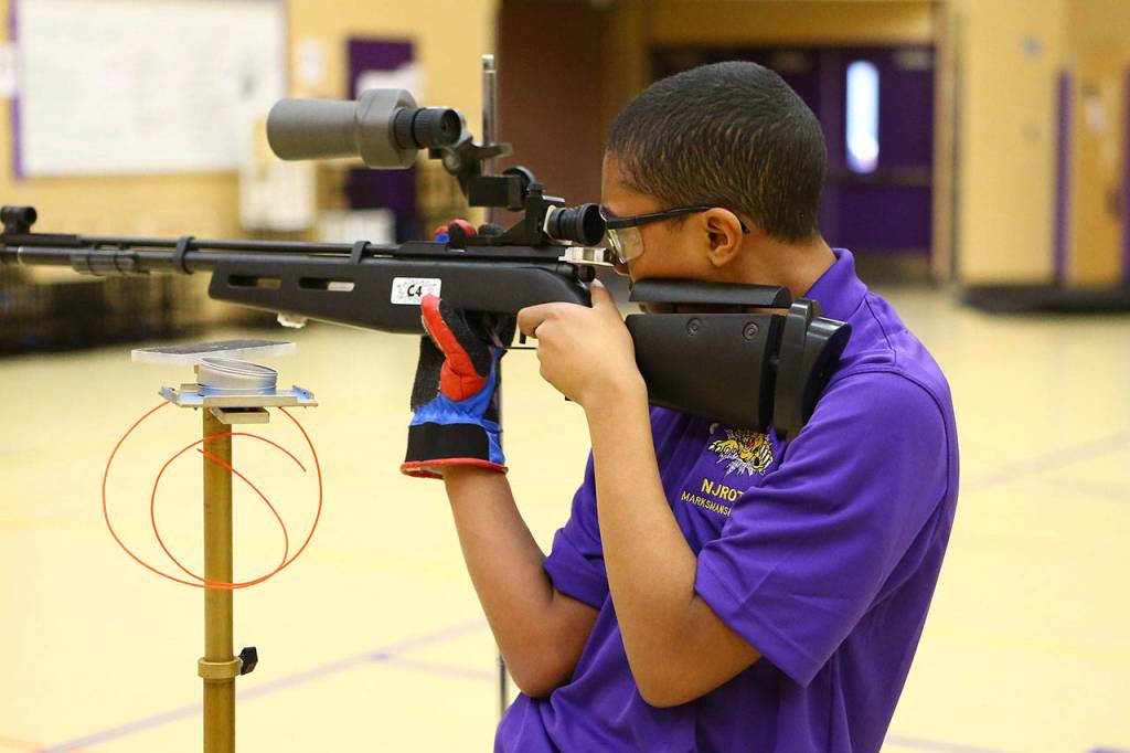 Jermaine Denmon competes for Oak Harbor Saturday.(Photo by John Fisken)