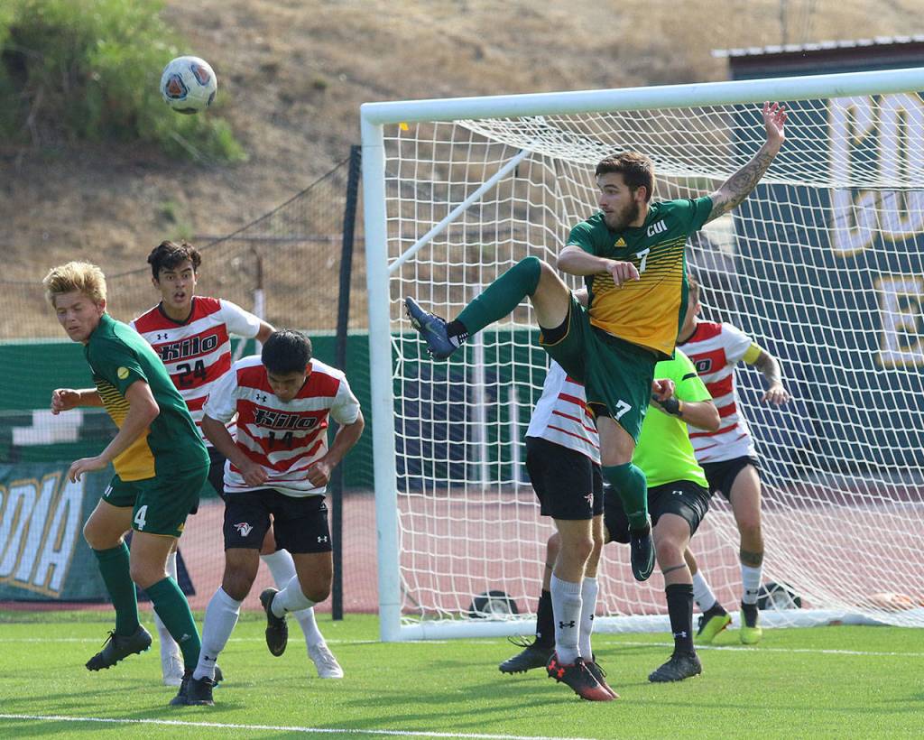 Oak Harbors Caley Powers (7) plays soccer for Concordia University Irvine. (Photo by Troy Makalena/CUI Athletics)