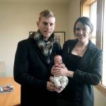 Parents Christian Carter and Leah Swearingen pose with Whidbeys first baby of 2020, Eli Cassius Carter, on Jan. 8 in Friday Harbor. Photo provided by Leah Swearingen