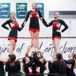 The Coupeville cheer team performs in a competition earlier this season. (Photo provided)