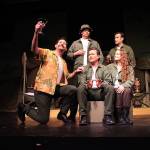 Mobile Army Surgical Hospital unit members (front, from left) Trapper, Walt Waldowksi and Bridget McCarthy along with Hawkeye Pierce and Duke Forrest gather in the swamp. The characters are played by Nate Edmiston, Rob Chappelle, Tallie Boyer, Troy Haugen and Dustin Amundson respectively.