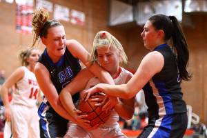 Wolves ground Falcons, head to district tournament / Girls basketball