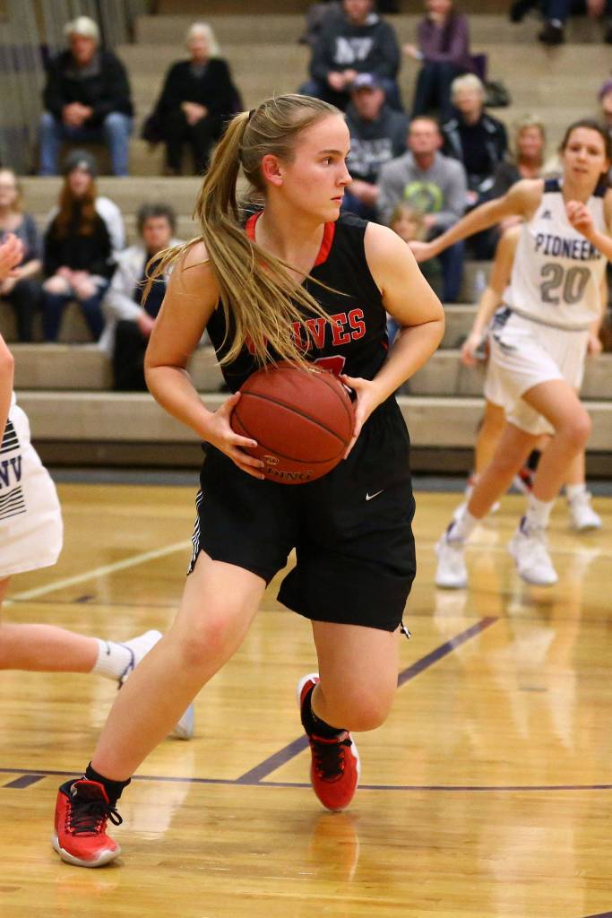 Izzy Wells prepares to pass the ball up court. (Photo by John Fisken)