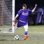 Ridgely Briddell puts the ball in play. (Photo by John Fisken)