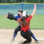 South Whidbeys Kayla Knauer waits for a throw at second base. Knauer received the Cliff Gillies Award this spring. (File photo)