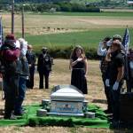 Patriot Guard Riders and Wallin Funeral Homes Director Kelly Davidson were the Pallbearers for Roy Derricks funeral. Photo by Brandon Taylor