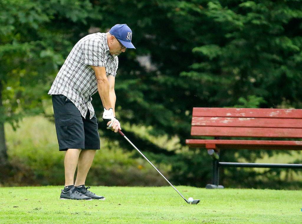 Mark Saia gets ready drive in Saturdays tournament. (Photo by John Fisken)