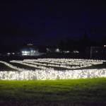 Volunteers placed 800 lights on the atheltic field at North Whidbey Middle School Friday night in an effort to connect with the community while students stay home because of COVID-19. Photo by Emily Gilbert/Whidbey News-Times