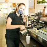Photo by Kira Erickson/Whidbey News Group
Annalise Litchard, a barista at Rock Island Coffee, prepares a latte for a customer. The Oak Harbor coffee shop is closing on Halloween. Staff will be relocating to Sunshine Drip in Coupeville, Rock Islands sister store.