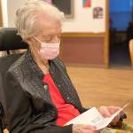 Navy aircrewman Mackenzie Ball is writing and collecting letters to send to residents at HomePlace at Oak Harbor Memory Care like Dottie Luce, many of whom have not had visitors for months. Photo courtesy of HomePlace at Oak Harbor Memory Care