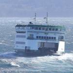The state ferry Salish embarks on a rocky trip from Coupeville to Port Townsend during last Fridays windstorm. Power to Whidbey was knocked out from Friday afternoon to early Saturday morning. Photo by John Fisken