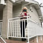 Photo provided
Langley Library Manager Vicky Welfare stands at the corner of the access ramp to the library entrance. Pending state budget approval, Sno-Isle Libraries is planning to improve building access inside and out.