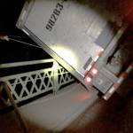 A semi truck was blown into the railing on the Deception Pass bridge early in the morning Jan. 13 during strong winds. The driver was okay, but Highway 20 was closed for several hours until crew could safely right the vehicle. WSDOT photo