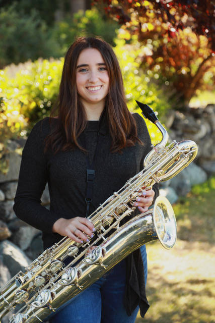 South Whidbey High School Senior Katherine Zundel plays saxophone.