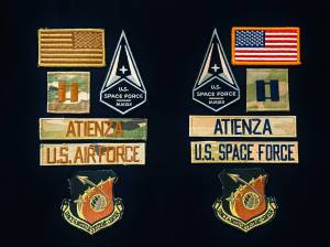 Joel Atienzas uniforms USAF/USSF patches prior to transfer. Photo provided
