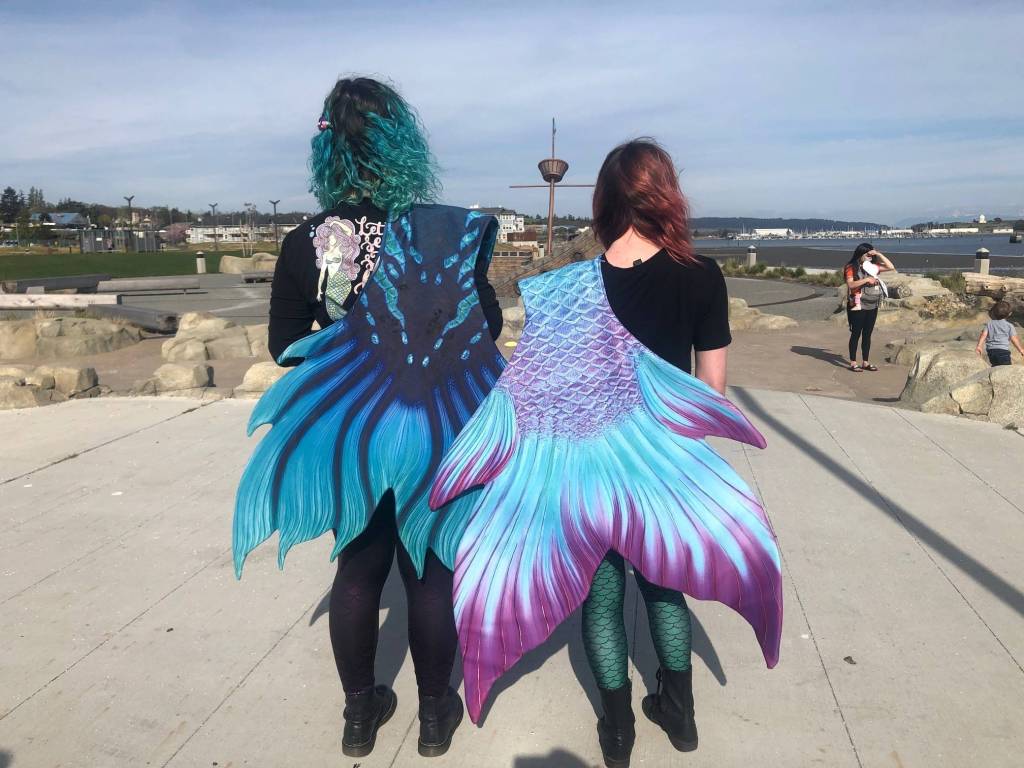 Photo by Emily Gilbert/Whidbey News-Times
Tails can range from $100 for a beginner model made from fabric all the way up to more than $1,000 for silicone ones, mermaid Stella Rowan said. She has several made out of fabric.