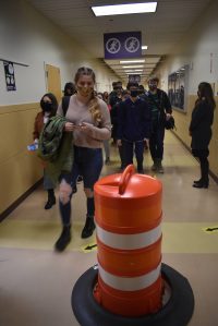 Photo by Emily Gilbert/Whidbey News-Times
Oak Harbor High School students returned to school in February, masks in tow, after being out of classrooms for almost a year. Now parents are asking school administrators to let students go to class without masks despite state requirements.