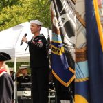 MU2 Brenton Mitchell of the Navy Band Northwest sings the National Anthem.