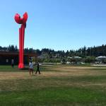 An artist’s rendering of “Angel de la Creatividad” by Mexico City artist Sebastián shows the 37-foot-tall metal sculpture in its proposed location in Windjammer Park. Rendering provided.