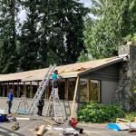 Photo provided
Workers from GI Roofing replaced the old roof on the Clinton Community Hall with a new metal one.