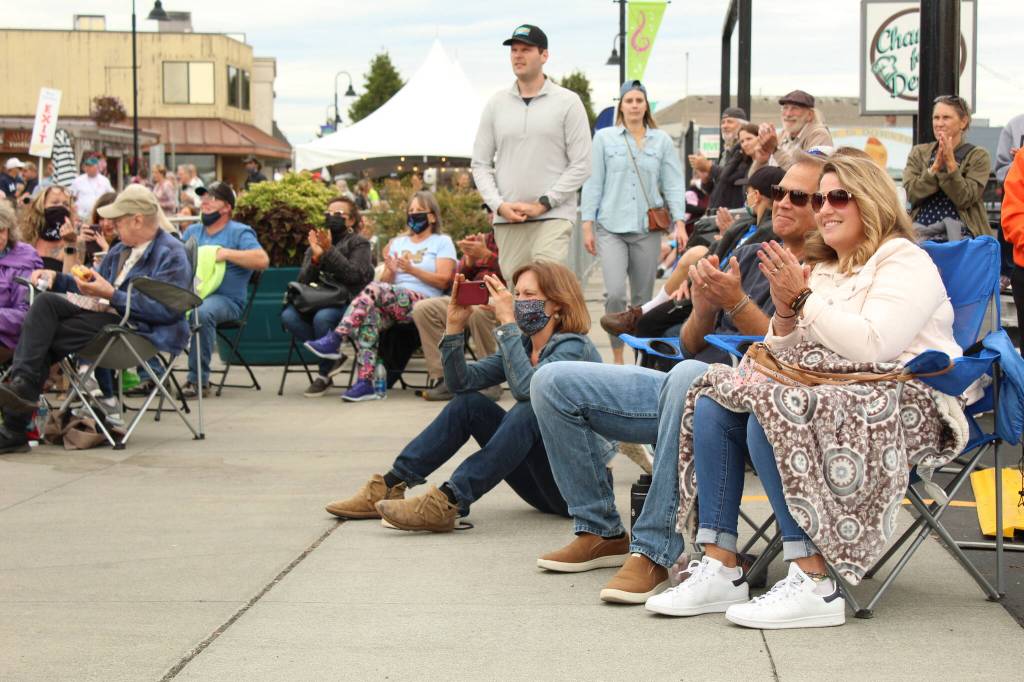Festival-goers listen to performances by local musicians at the Oak Harbor Music Festival on Saturday, Sept. 4. (Photo by Karina Andrew/Whidbey News-Times)