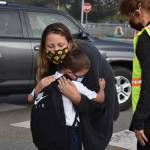 Photo by Emily Gilbert/Whidbey News-Times
Dalton Taranenko hugs his mom Hayley Barrow goodbye before heading to his first day of second grade at Oak Harbor Elementary on Sept. 9. .