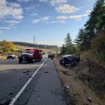 Two Whidbey residents were injured in a two car crash on Highway 20 Monday morning. (Photo provided by North Whidbey Fire and Rescue)