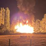 Photo by Zach Loescher
A barn on Fakkema Road caught fire early Tuesday morning. No animals were in the barn and no one else on the property was injured.