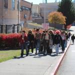 The first wave of students walks out of South Whidbey High School to protest inaction over climate change. (Photo by Karina Andrew/Whidbey News-Times)