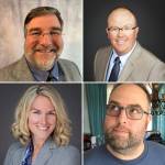 Oak Harbor School Board candiates, John Diamond, upper left, Erik Mann, upper right, Jessica Thompson, lower left, and Jason Uemoto, lower right.