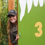 Photo by Karina Andrew/Whidbey News-Times
The Whidbey Farm and Market corn maze begins with five, spooky doors leading into different sectors of the maze. Above, Shannon Hamilton peeks out from behind door number three. Enter if you dare!