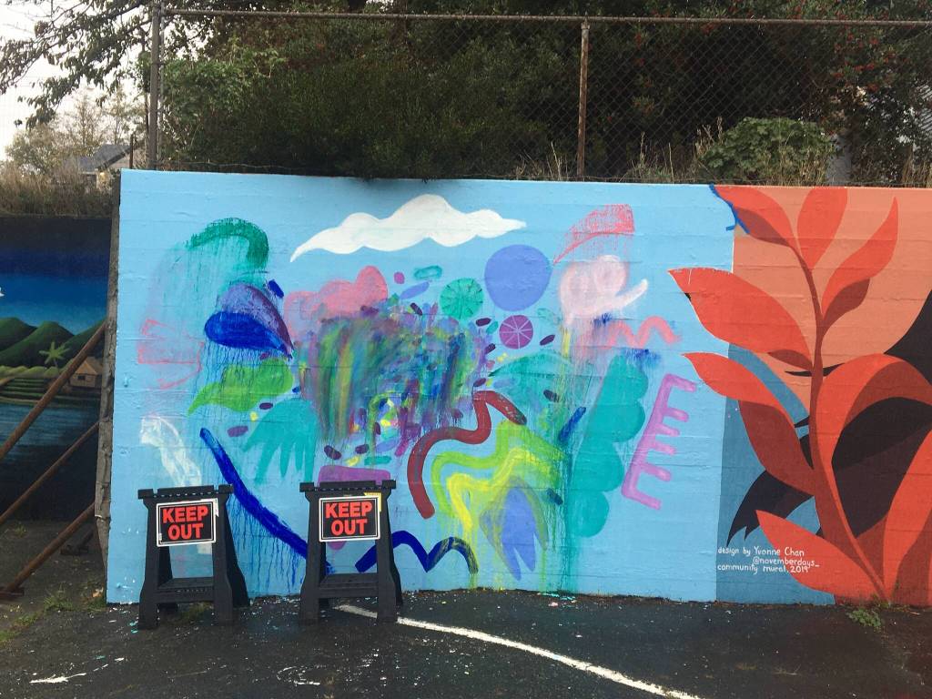 Photo provided
The original mural was smeared by rain late Thursday night.