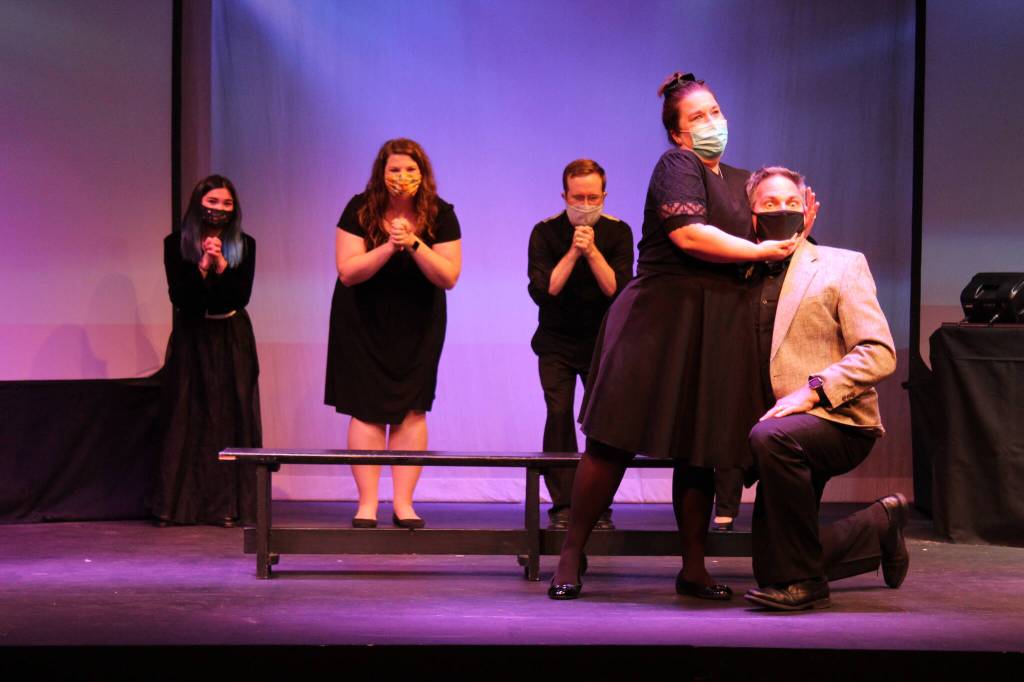 All Together Now cast members perform Take a Chance on Me from Mamma Mia at a rehearsal Nov. 7.